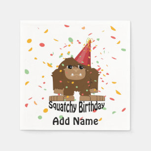 Cute Squatchy Birthday Bigfoot Napkin