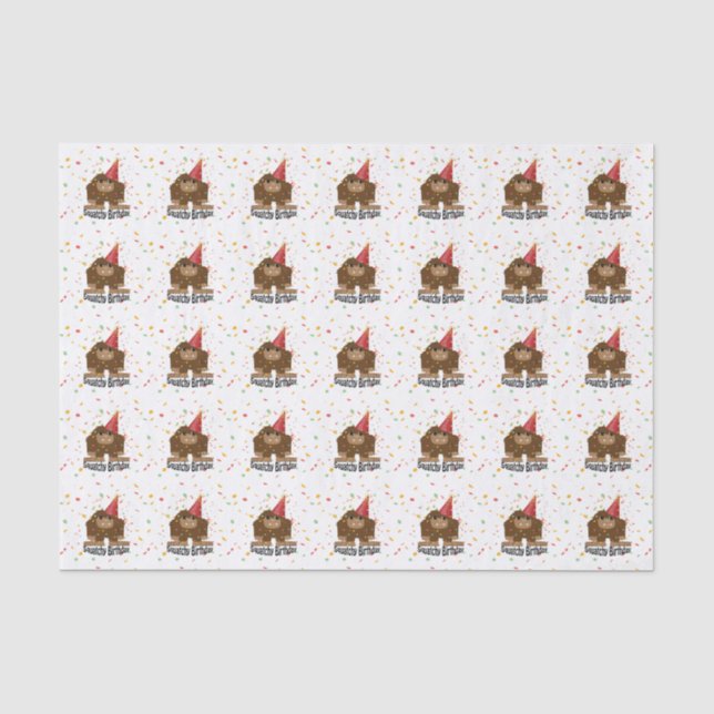 Cute Squatchy Birthday Bigfoot Tissue Paper (Front)