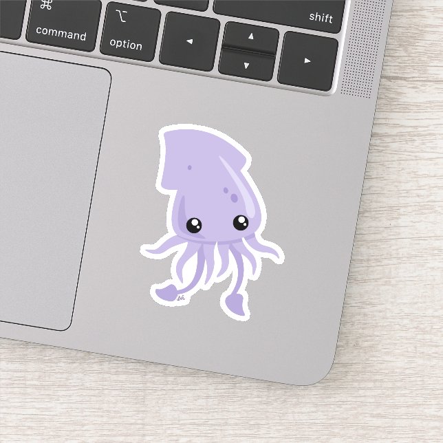 Cute Squid Custom-Cut Vinyl Sticker (Detail)