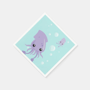Cute Squid Paper Napkins