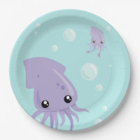 Cute Squid Paper Plate