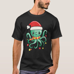 Cute Squid Santa Xmas Octopus Pajama Family  Chris T-Shirt