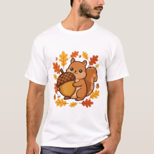 Cute Squirrel Acorn Fall Harvest Art T-Shirt