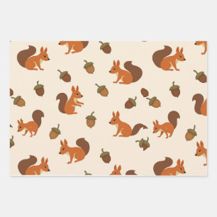 cute squirrel and acorn pattern Wrapping Paper
