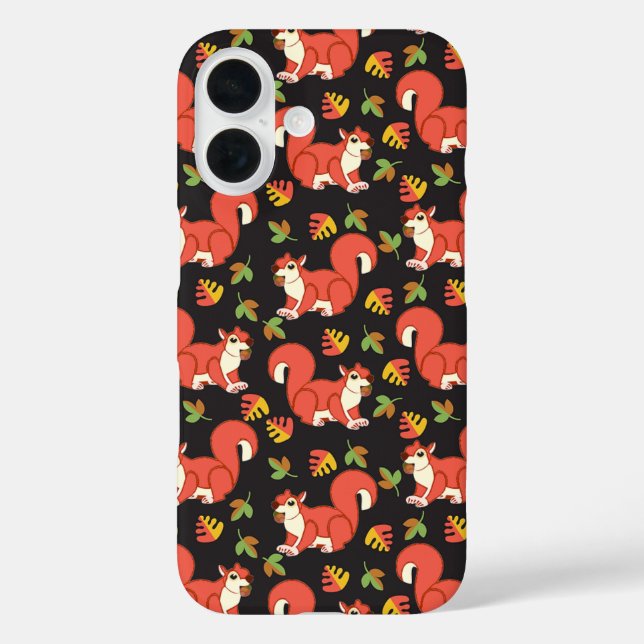 Cute Squirrel and Autumn Leaf Pattern Case-Mate iPhone Case (Back)