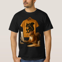 Cute Squirrel and Laptop Graphic T-Shirt