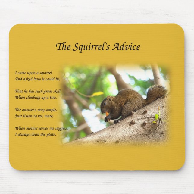 Cute Squirrel and Poem Mouse Mat (Front)