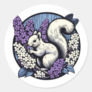 Cute Squirrel Art Nature Lovers Floral Squirrels Classic Round Sticker