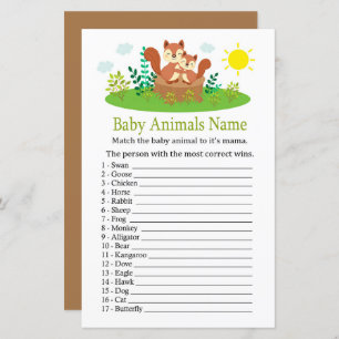 Cute Squirrel Baby Animals Name Game