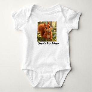 Cute Squirrel Baby's First Autumn Bodysuit