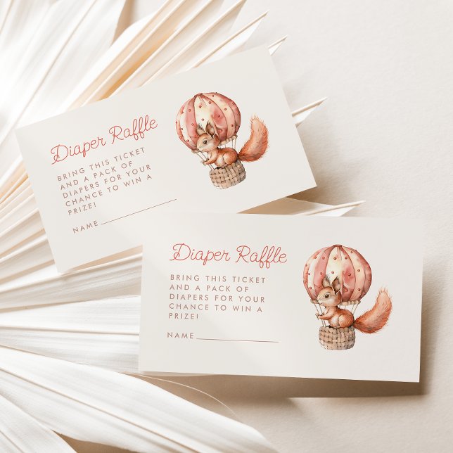 Cute Squirrel Balloon Baby Shower Diaper Raffle Enclosure Card (Creator Uploaded)
