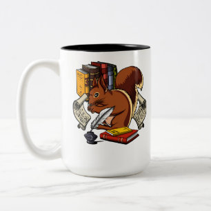 Cute Squirrel Book Reading Forest Animal Two-Tone Coffee Mug