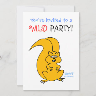 Cute Squirrel Cartoon Art Wild Party Humourous Invitation