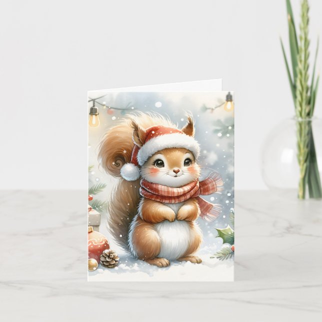 Cute Squirrel Christmas Card – Adorable Holiday  (Front)