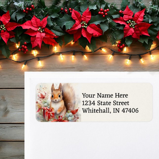 Cute Squirrel Christmas Easy Read Return Address (Creator Uploaded)