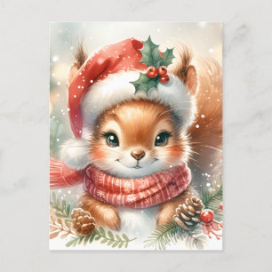 Cute Squirrel Christmas Postcard – Adorable