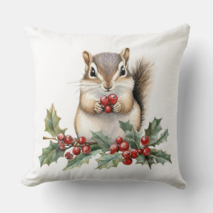 Cute Squirrel Christmas Throw Pillow