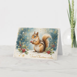 Cute Squirrel Christmas Winter Woodland Holiday Card