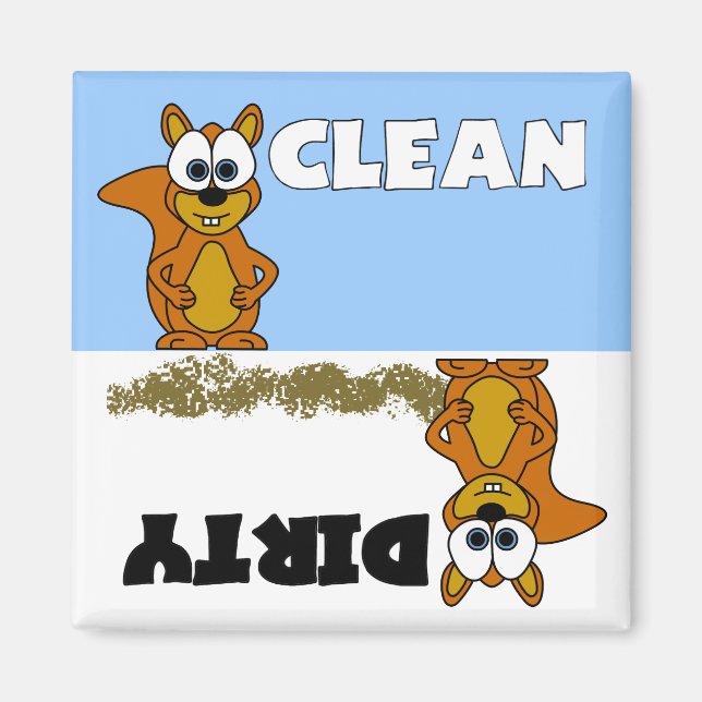 Cute Squirrel Clean / Dirty Dishwasher Magnet (Front)