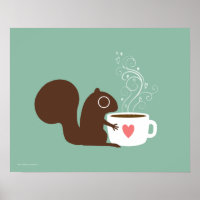 Cute Squirrel Coffee Lover | Whimsical Animal Art
