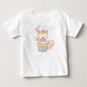 Cute Squirrel Cupcake Party Baby T-Shirt