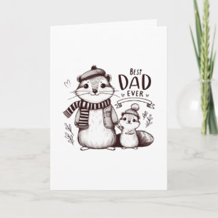 Cute squirrel dad with baby card