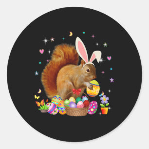Cute Squirrel Easter Day Bunny Eggs Easter Day Cos Classic Round Sticker