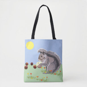 Cute Squirrel Eating An Apple Tote Bag