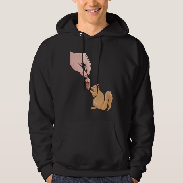 Cute Squirrel Feeding  Food Squirrel Cute Animal Hoodie (Front)