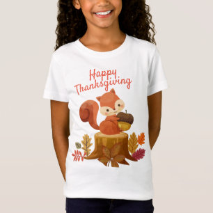 Cute Squirrel holding a nut Thanksgiving T-Shirt