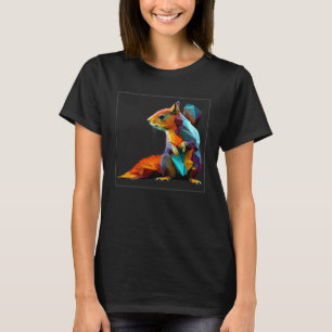 Cute Squirrel Illustration Colourful Polygonal Pop T-Shirt