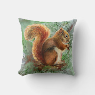 Cute Squirrel in Pine Tree,Animal Wildlife Cushion