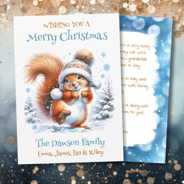 Cute Squirrel in the Snow Personalised Christmas Holiday Card (Creator Uploaded)
