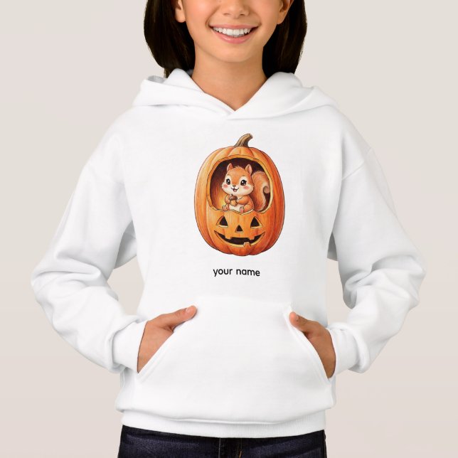 Cute Squirrel inside Halloween Pumpkin Jack o Lant (Front)