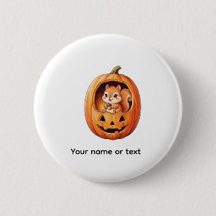 Cute Squirrel inside Halloween Pumpkin Jack o Lant 6 Cm Round Badge