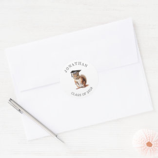  Cute Squirrel Kindergarten Graduation Classic Round Sticker