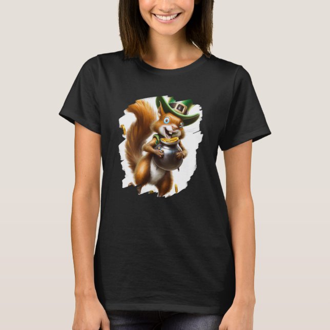 Cute Squirrel Leprechaun St Patricks Day Squirrel  T-Shirt (Front)