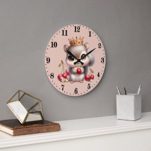 Cute squirrel lovers cherry large clock