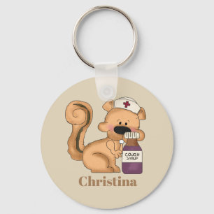 Cute squirrel nurse add name keychain