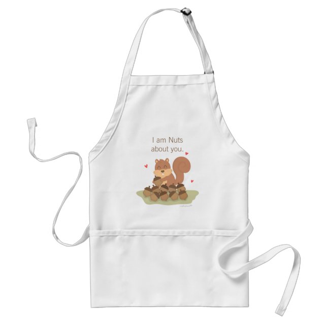 Cute Squirrel, Nuts About You, Love Puns Standard Apron (Front)