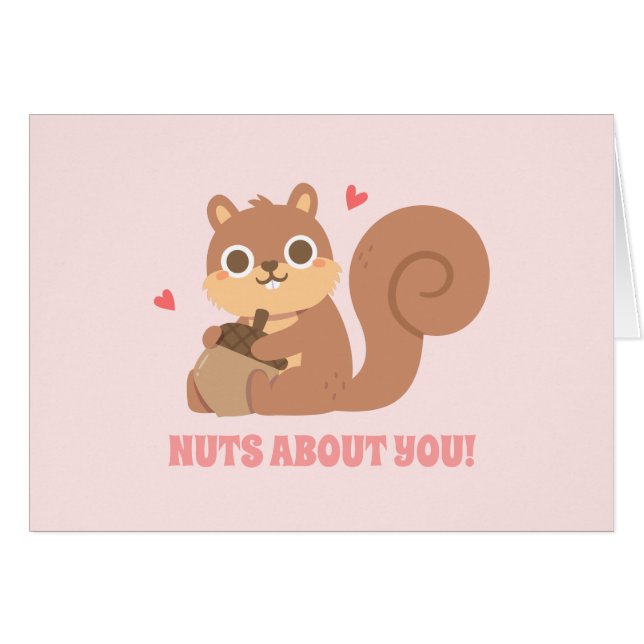Cute Squirrel Nuts About You Valentines Day Pun (Front Horizontal)