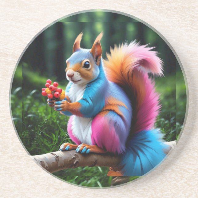 Cute Squirrel On The Branch-19274 Coaster (Front)