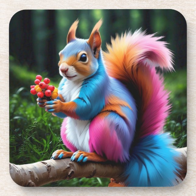 Cute Squirrel On The Branch-19274 Coaster (Front)