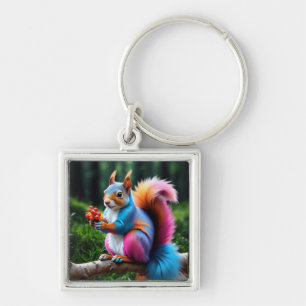 Cute Squirrel On The Branch-19274 Key Ring