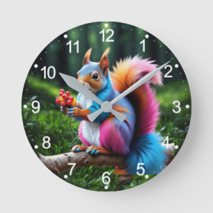 Cute Squirrel On The Branch-19274 Round Clock