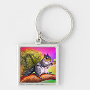 Cute Squirrel on the Branch-47563 Key Ring