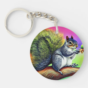 Cute Squirrel on the Branch-47563 Key Ring