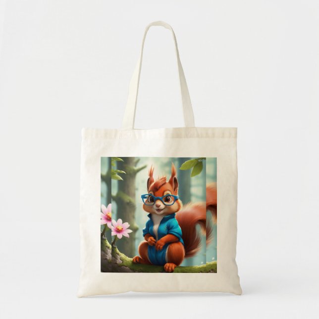 Cute Squirrel on the Branch of Tree-57400 Tote Bag (Front)