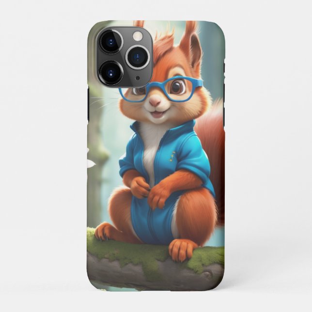 Cute Squirrel on the Branch of Tree iPhone Case (Back)