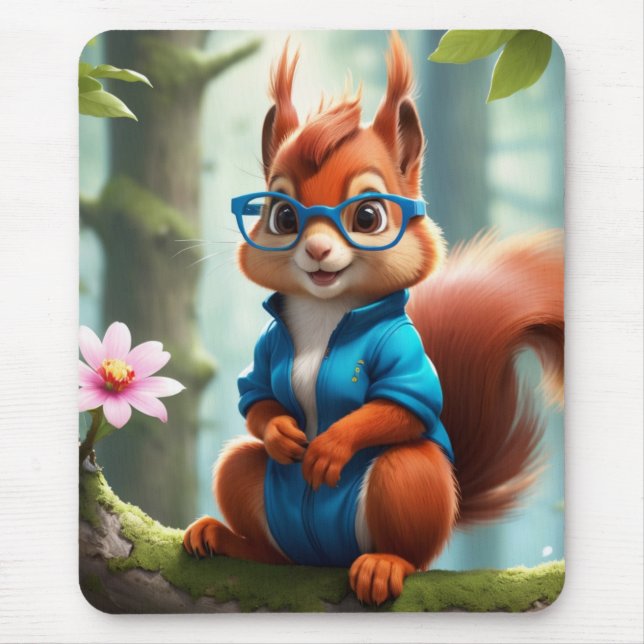 Cute Squirrel on the Branch of Tree Mouse Mat (Front)